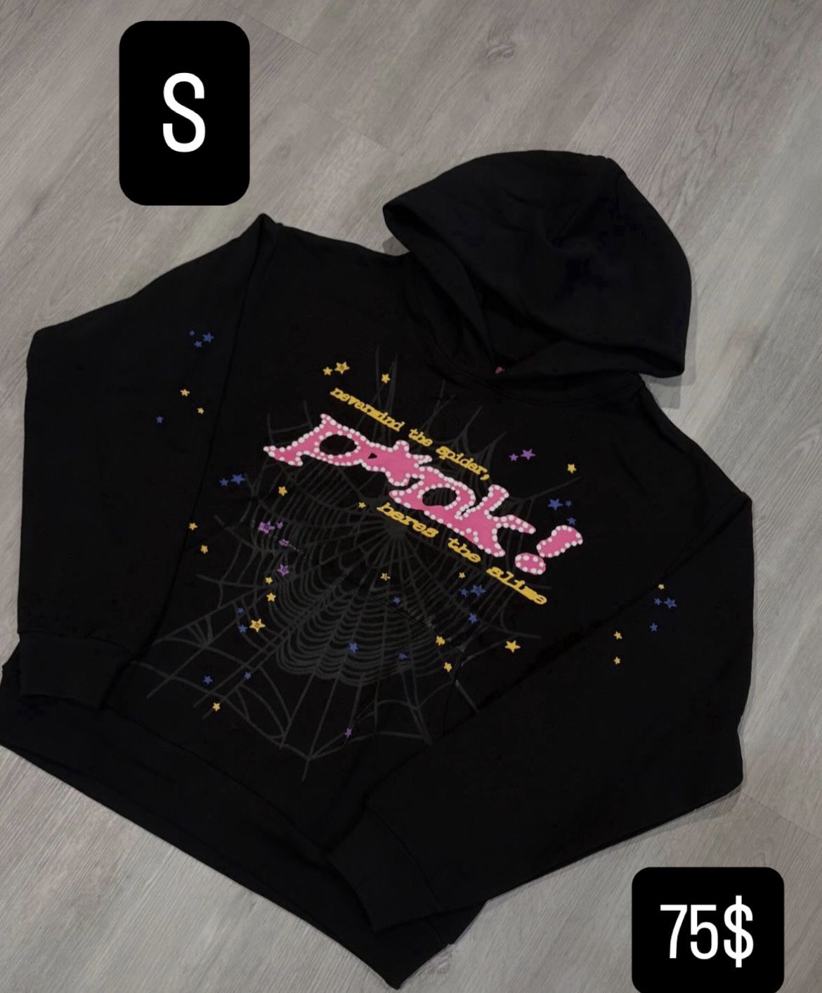 Peak Black Spiderweb Slime Hoodie Small