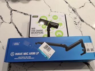 Shure MV6 Gaming/Streaming mic with El Gato wave mic arm Low profile