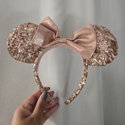 Disney Parks Rose Gold Sequined Ears Headband