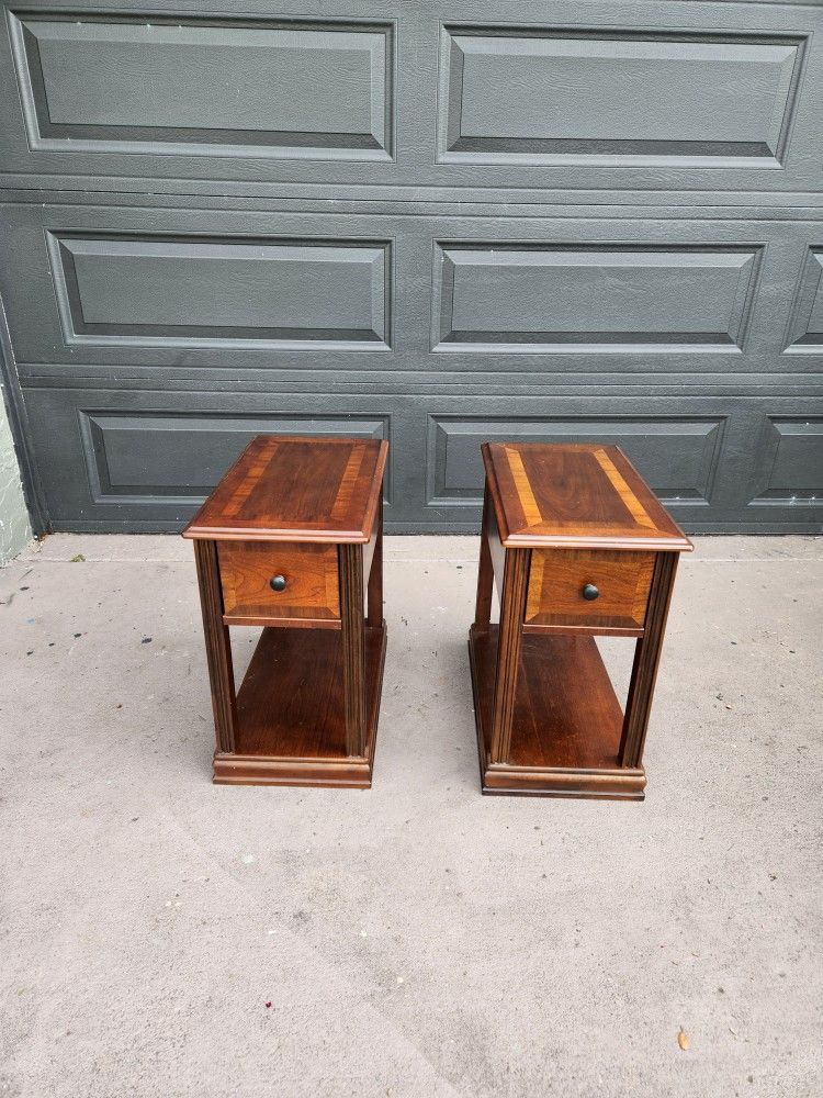 Set of 2 Solid Wood End Tables 22"L X 13"T X 23"T read description for details Both For $235
