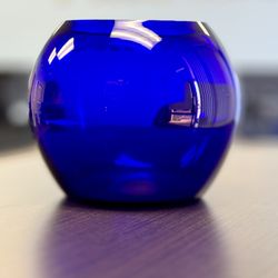 Cobalt Blue Glass Globe Vase 