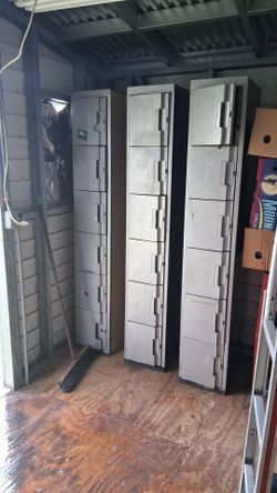 Tall Multi-Tier Metal Storage Lockers – Set of 3