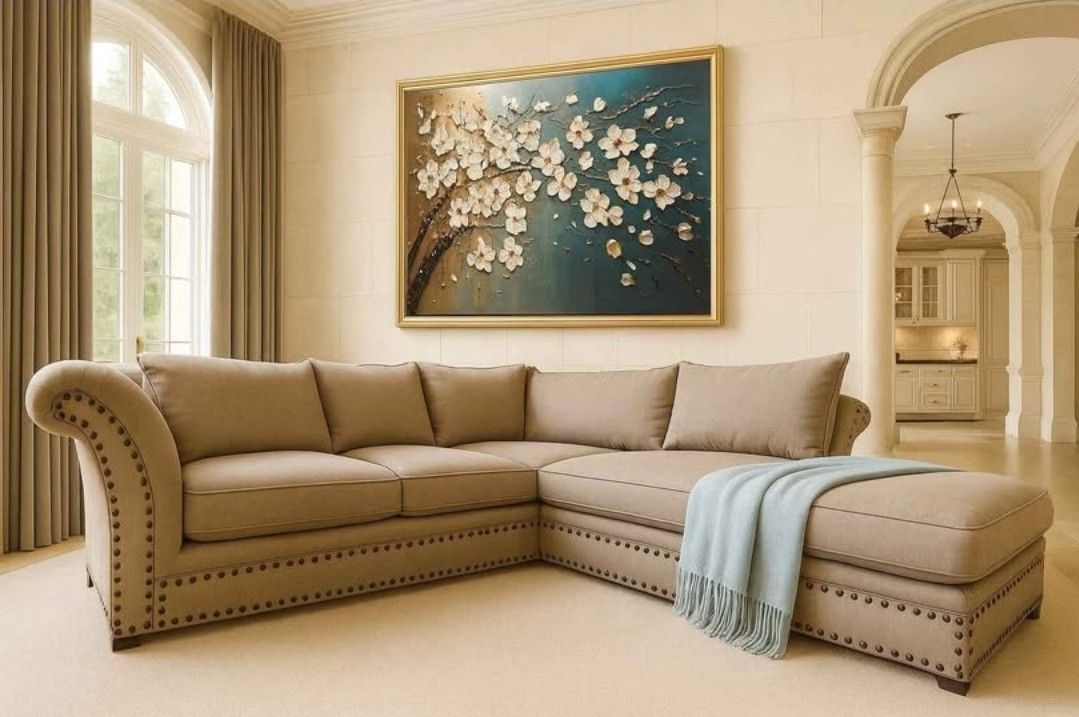 β¨ Large Neutral Sectional Sofa w/ Chaise β Like New β¨