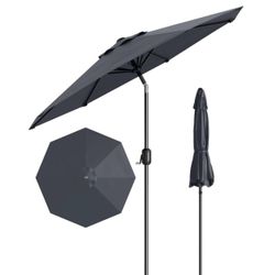 9' Outdoor Patio Umbrella, Outdoor Table Umbrella, Market Umbrella with Push Button Tilt and Crank, 8 Sturdy Ribs UV Protection Waterproof for Garden,
