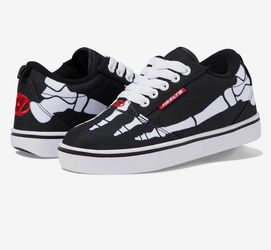 Heelys Heeled Sneakers Wheels Kids Youth Size 6 Brand New In Box Skeleton Foot Black