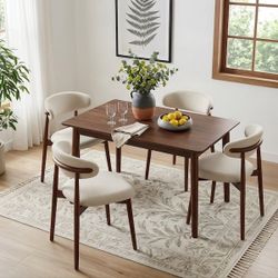 Mid Century Dining Chairs Set of 4, Beige Upholstered Wood Dining Room Chairs, Modern Kitchen Chairs with Back Brand new, still in the box 💲180 B210(