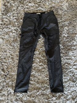 Black Nylon Slim Cargos 