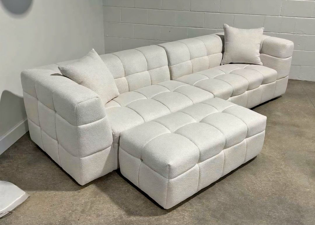 Sofa Ottoman Sectional Style White New Finance