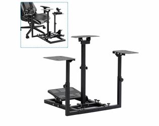 Flight & Racing Simulator Cockpit Stand — Dual-Purpose Design; Compatible with Logitech Shifters, Joysticks, and Pedals. Note: This product includes o