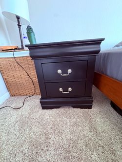 Black nightstand two drawers