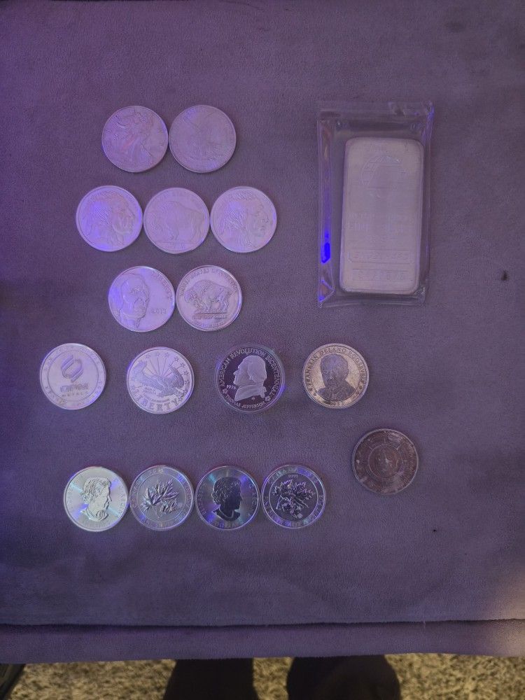 Vintage Silver Bar And Rounds