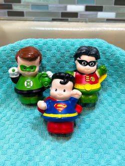 3 Fisher-Price Little People DC Super Friends  Robin, Green Lantern & Superman