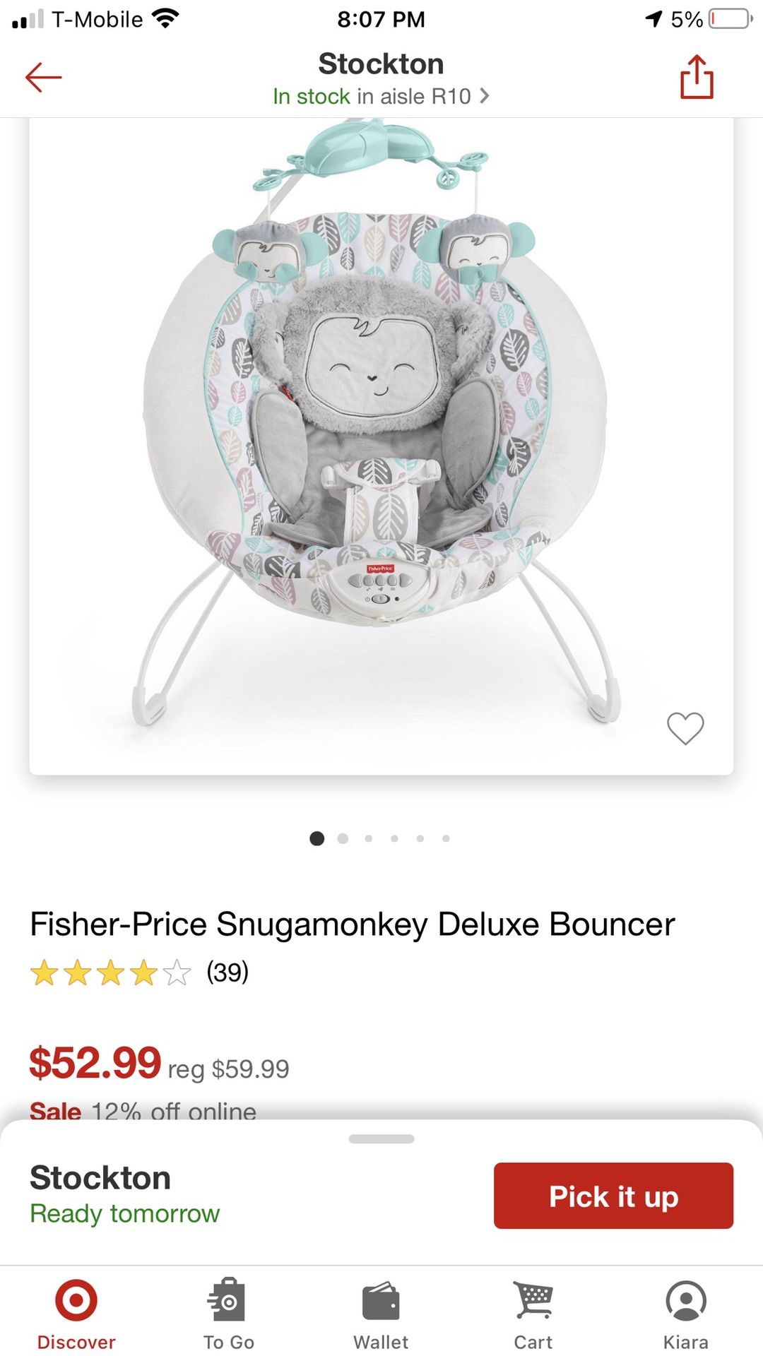 Fisher Price Snugamonkey Deluxe Bouncer