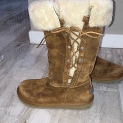 UGG Australia Sunburst Tall Lace-Up Boots - Chestnut