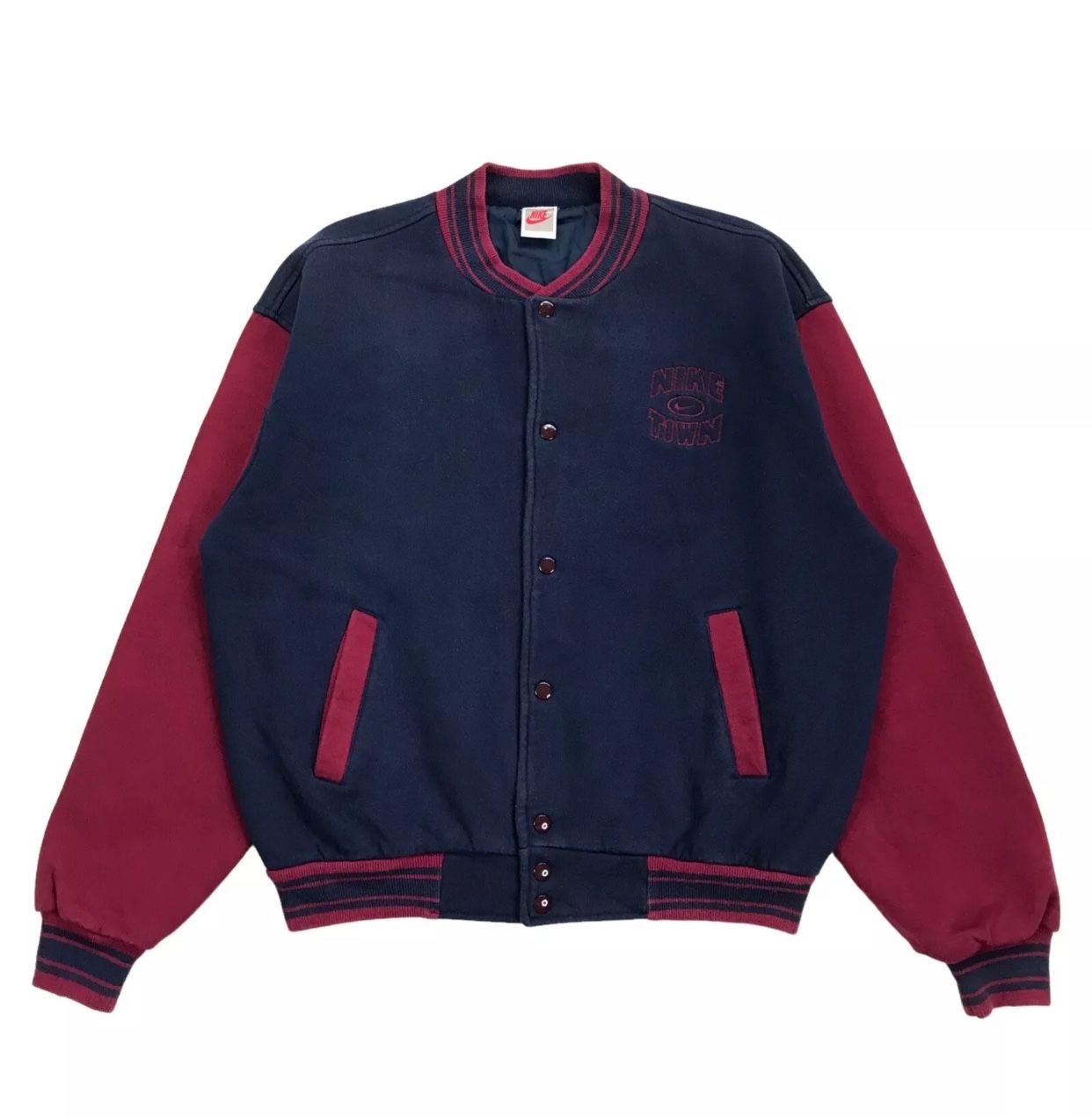 VINTAGE NIKE BOMBER JACKET LARGE L MENS BLUE SWEATSHIRT SWEATER TRAVIS SCOTT AIR