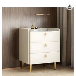 LITFAD Modern Wood Nightstand with Drawer Storage and Slate Countertop Modern Storage Cabinet