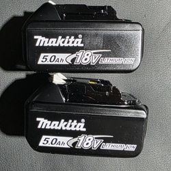2- Makita 5.0 Batteries New 