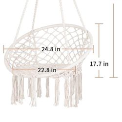 Patio Swing Chair with  Cushion, Heavy Duty Hanging Chair for Bedroom, 330 lbs Capacity, Patent Pending, Beige