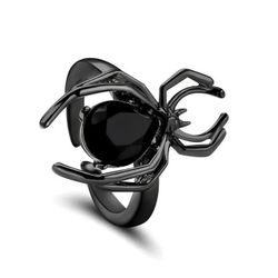 Adjustable Black Spider Ring