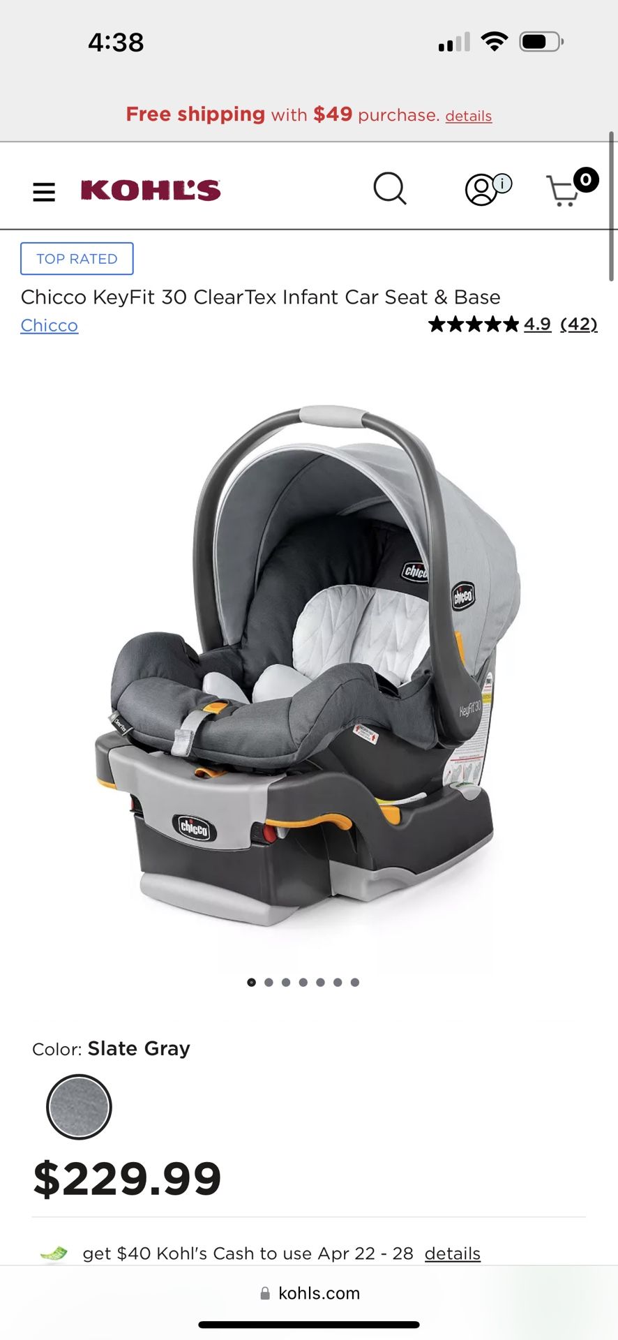 Chicco KeyFit 30 ClearTex Infant Car Seat & Base - GRAY