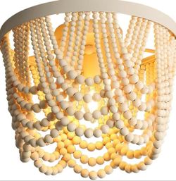 Wood Beaded lamp 3-Light recessed Mounted Ceiling lamp Primary Color Antique Rustic mini Chandelier