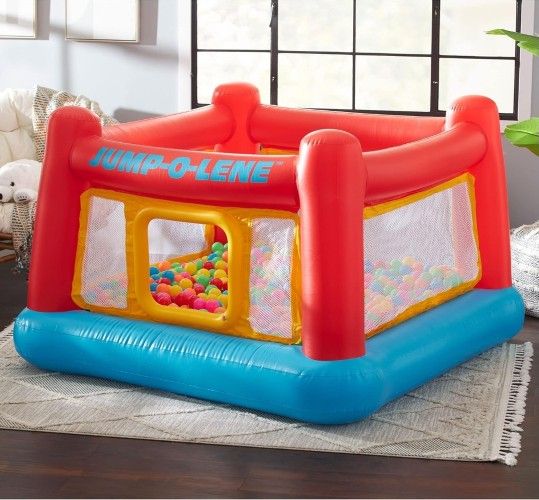 Intex Inflatable Jump-O-Lene Trampoline Bounce House with Crawl-Thru Door & Net - Indoor & Outdoor Backyard Blow-Up Bouncy Playhouse, does not come wi