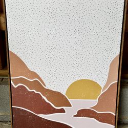 Framed Abstract Sunset Mountain Art