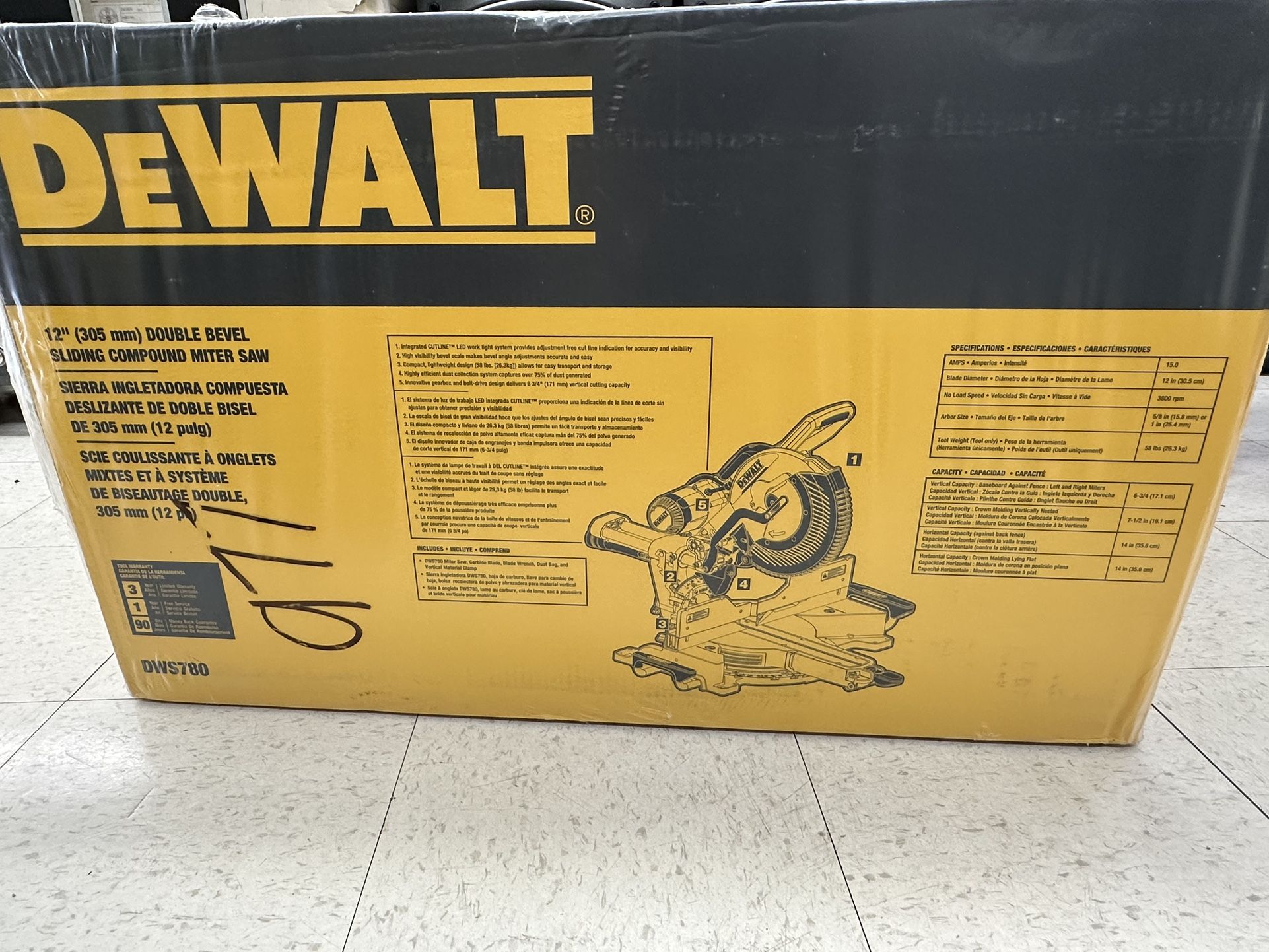 DeWalt Sliding Compound Miter Saw DWS780 (NEW)
