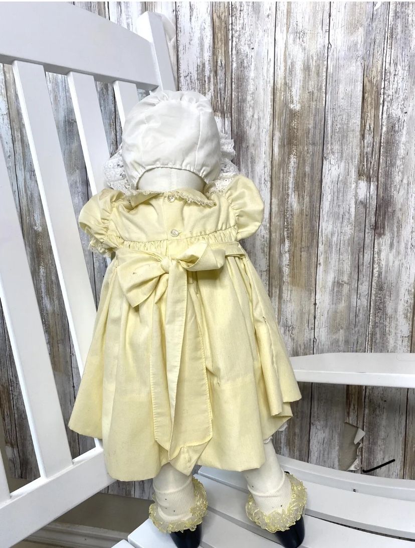 Vintage Time Out Doll Hiding Girl Brown Curls Yellow Dress Shoes 26”