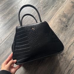 Black Faux Leather  Hand Bag