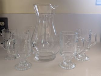 Princess House Pitcher and Cups