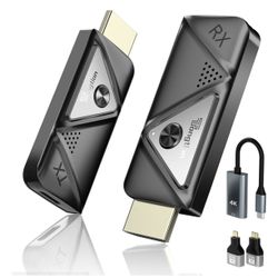 NEW Wireless HDMI Transmitter and Receiver, 4K Decode 1080P Portable Wireless HDMI Kit, 2.4/5GHz Plug & Play, for Streaming Video and Audio to Monitor