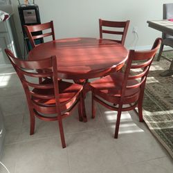 Wooden Mahogany Breakfast Table With 4 Chairs 