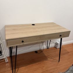 Realspace® Callay 42"W Writing Desk, Blonde Oak/Black 