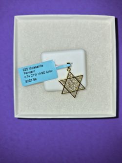 Moissanite Pentent Gold Over 925 Sterling Silver