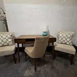 Mid Century Desk/Chairs/Lamp
