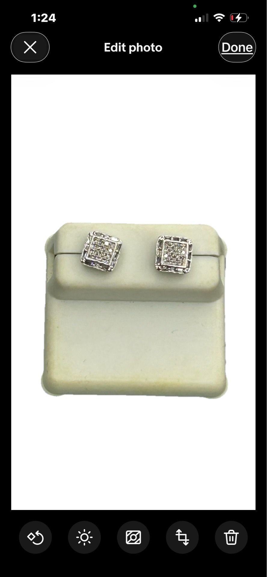 10K WHITE GOLD DIAMOND SQUARE EARRINGS