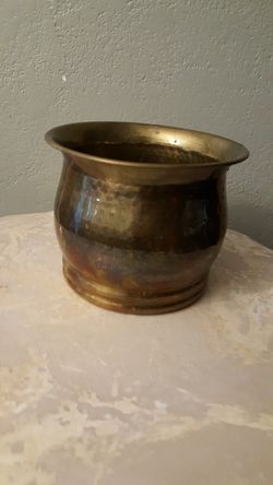 Brass hammered style pot home decor