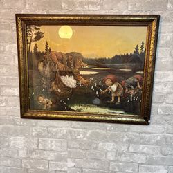 Vintage framed art night of the trolls
