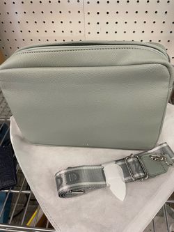 Mint Green Leather Crossbody Camera Bag