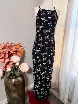Black floral fitted dress women