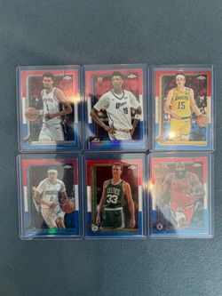 Victor Wembanyama & Ace Bailey RC Topps Chrome Red White Blue Refractor 6 Card Lot