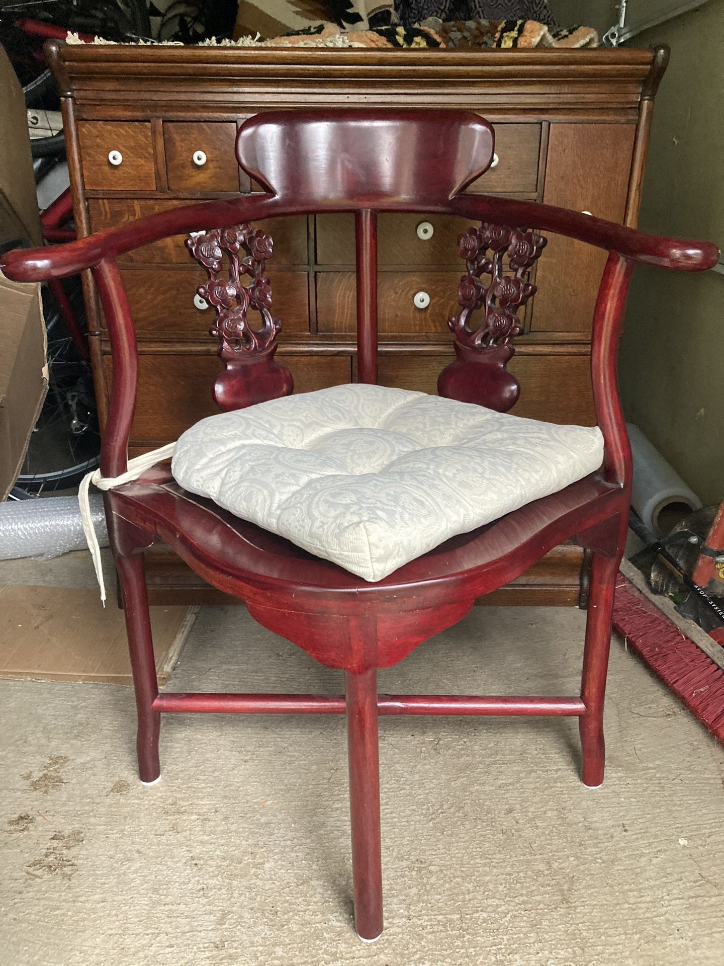 Antique Carved Corner Chair Chinese Vintage Bentwood 