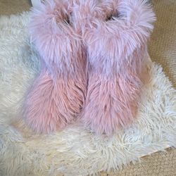 Pink Shag Fur Boots (make an offer)