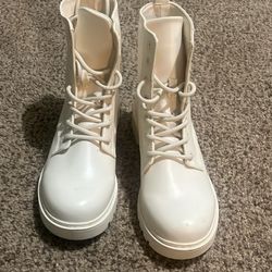 White Combat Boots 
