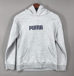 Puma Sweater Youth Large Gray Casual Pullover Hoodie Sweatshirt 3D Logo