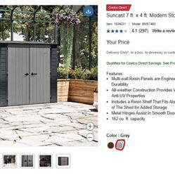 Suncast 7 ft. x 4 ft. Modern Storage Shed