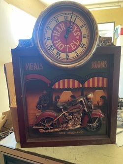 vintage Harley Davidson Harley's Hotel 3D wooden wall clock