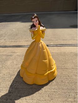 Disney Store Beauty and the Beast Princess Belle Piggy Bank w/ Stopper