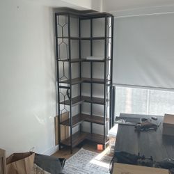 Industrial Wood And Metal Corner Bookshelf